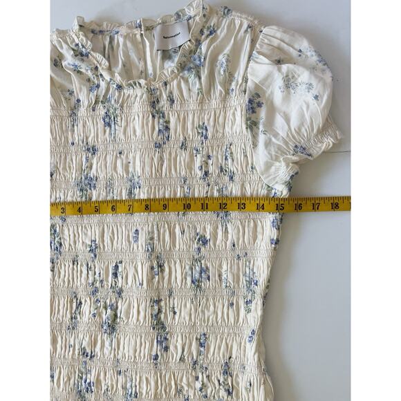 Reformation Kiria Midi Dress 10 Cream Floral Smocked Fairy Boho Cottagecore - Picture 7 of 12